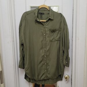 Zara Oversized Utility Shirt In Olive Color NWOT Minimalist Gorpcore